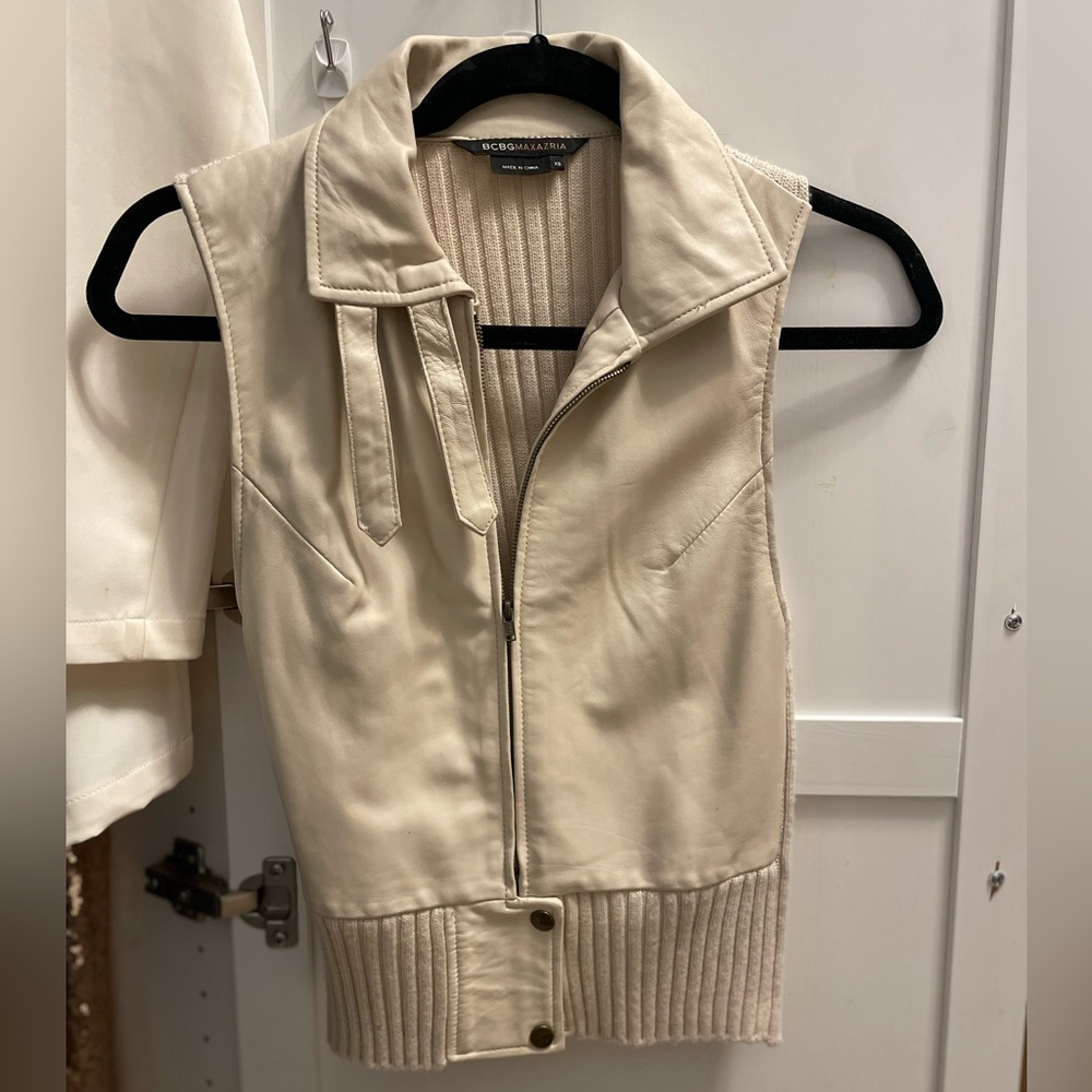 BCBGMaxAzria Leather & Knit Vest